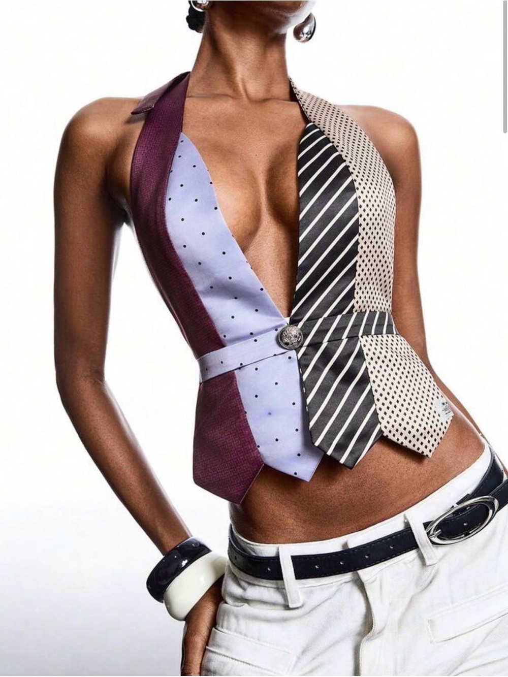 SHEIN NWOT LYSMO contrast tie neck halter top